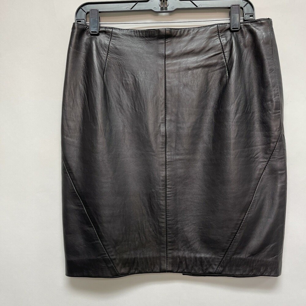 Lillie Rubin Women's Straight Pencil Skirt Size 12 Black Leather